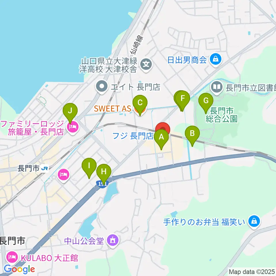 FM AQUA周辺のファミレス・ファーストフード一覧地図