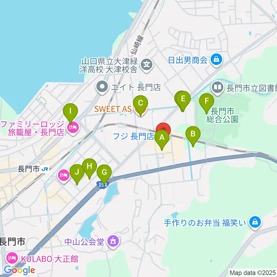 FM AQUA周辺のファミレス・ファーストフード一覧地図
