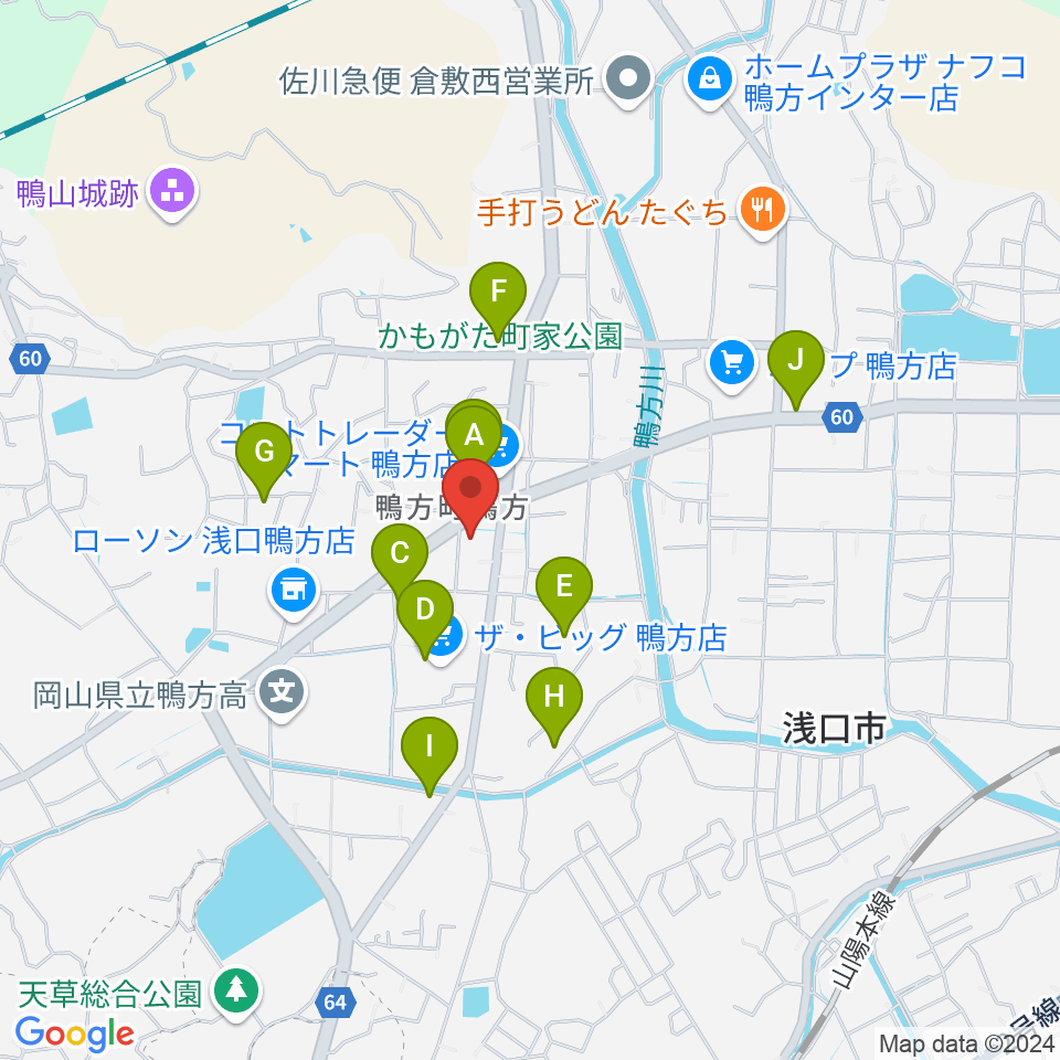 エフエムゆめウェーブ周辺のファミレス・ファーストフード一覧地図