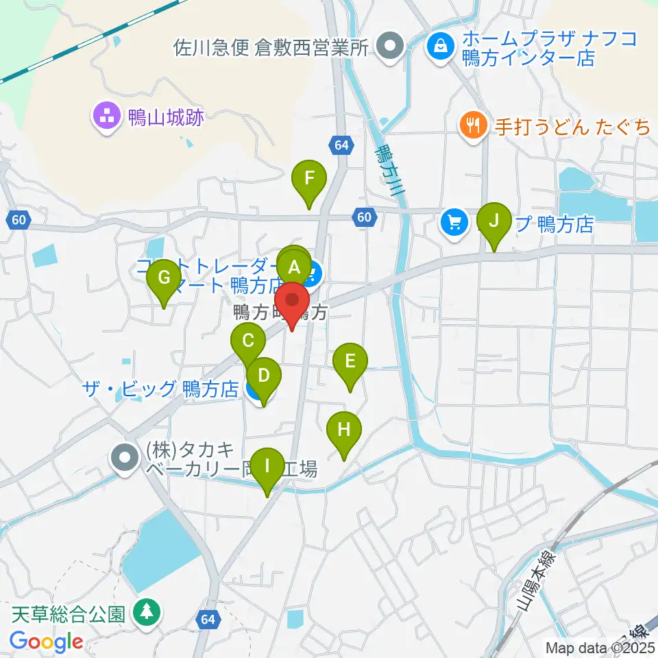 エフエムゆめウェーブ周辺のファミレス・ファーストフード一覧地図
