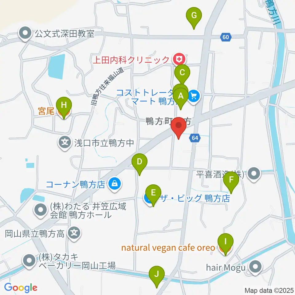 エフエムゆめウェーブ周辺のファミレス・ファーストフード一覧地図