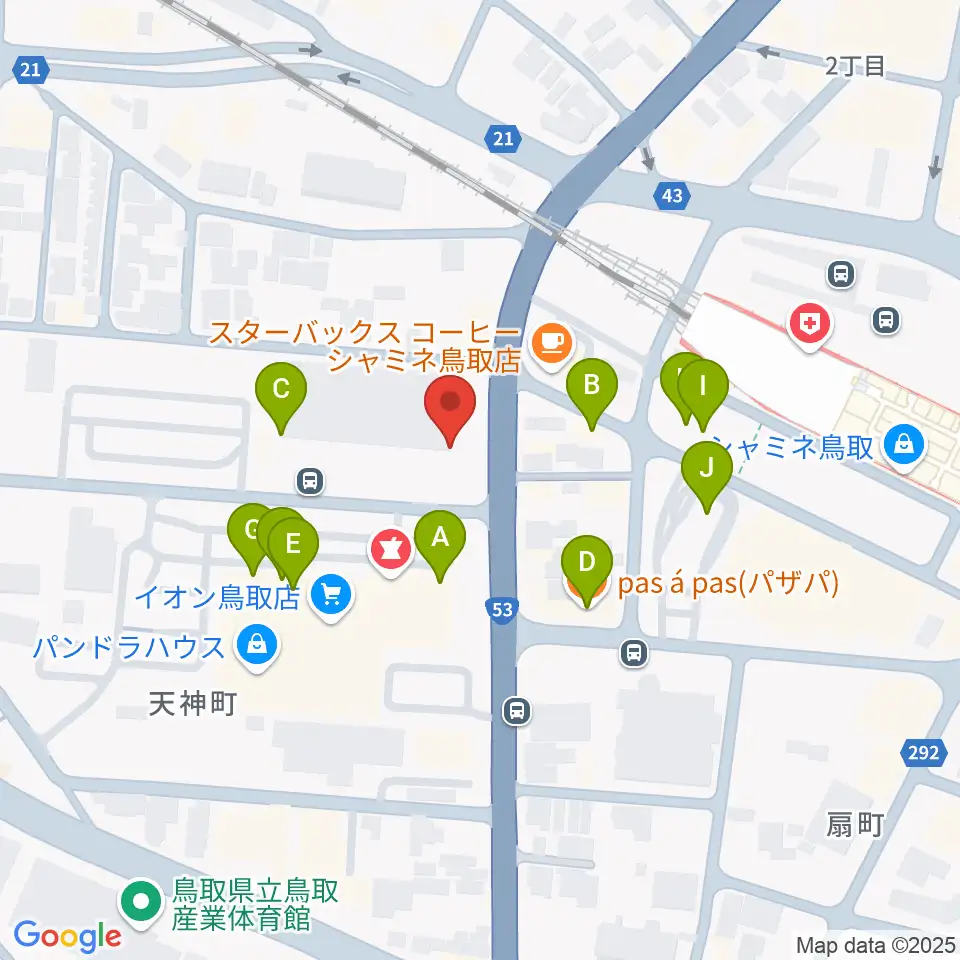 FM鳥取周辺のファミレス・ファーストフード一覧地図