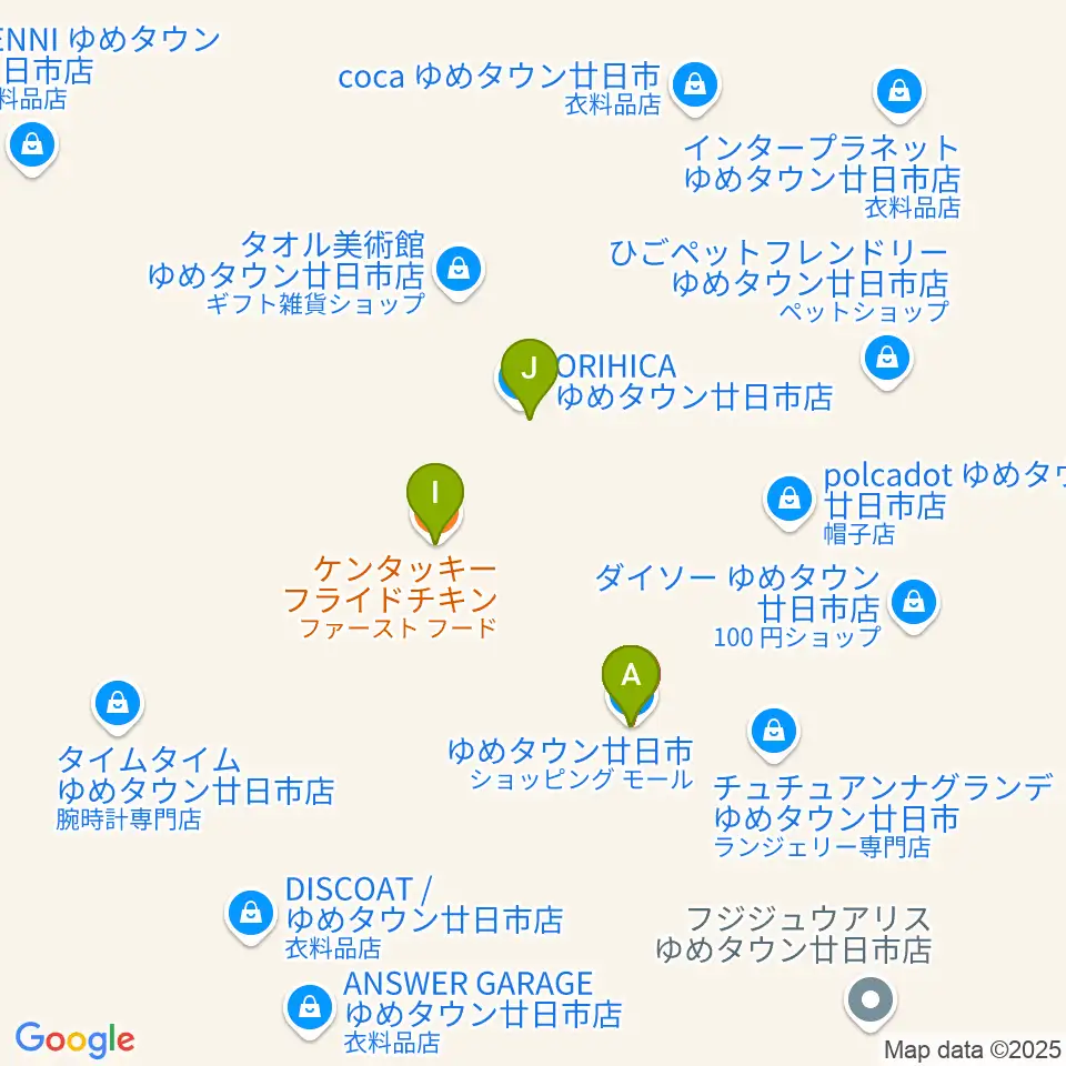 FMはつかいち周辺のファミレス・ファーストフード一覧地図