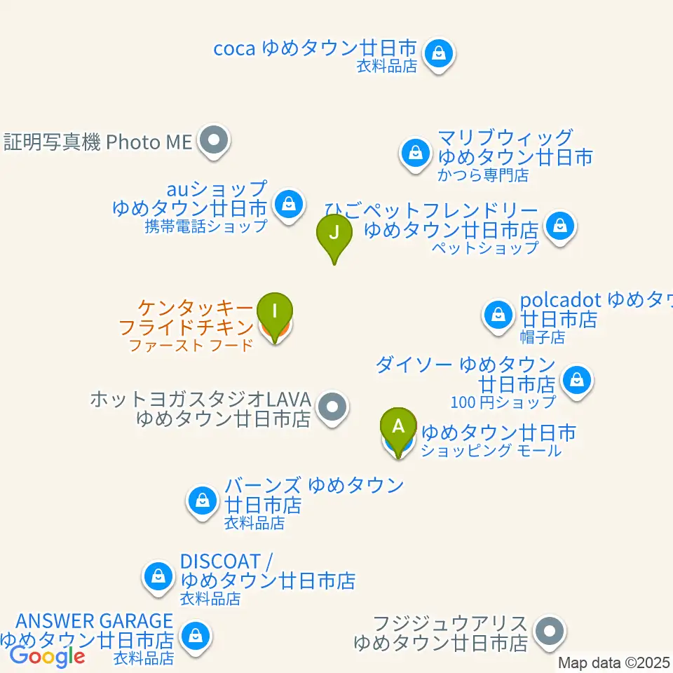 FMはつかいち周辺のファミレス・ファーストフード一覧地図