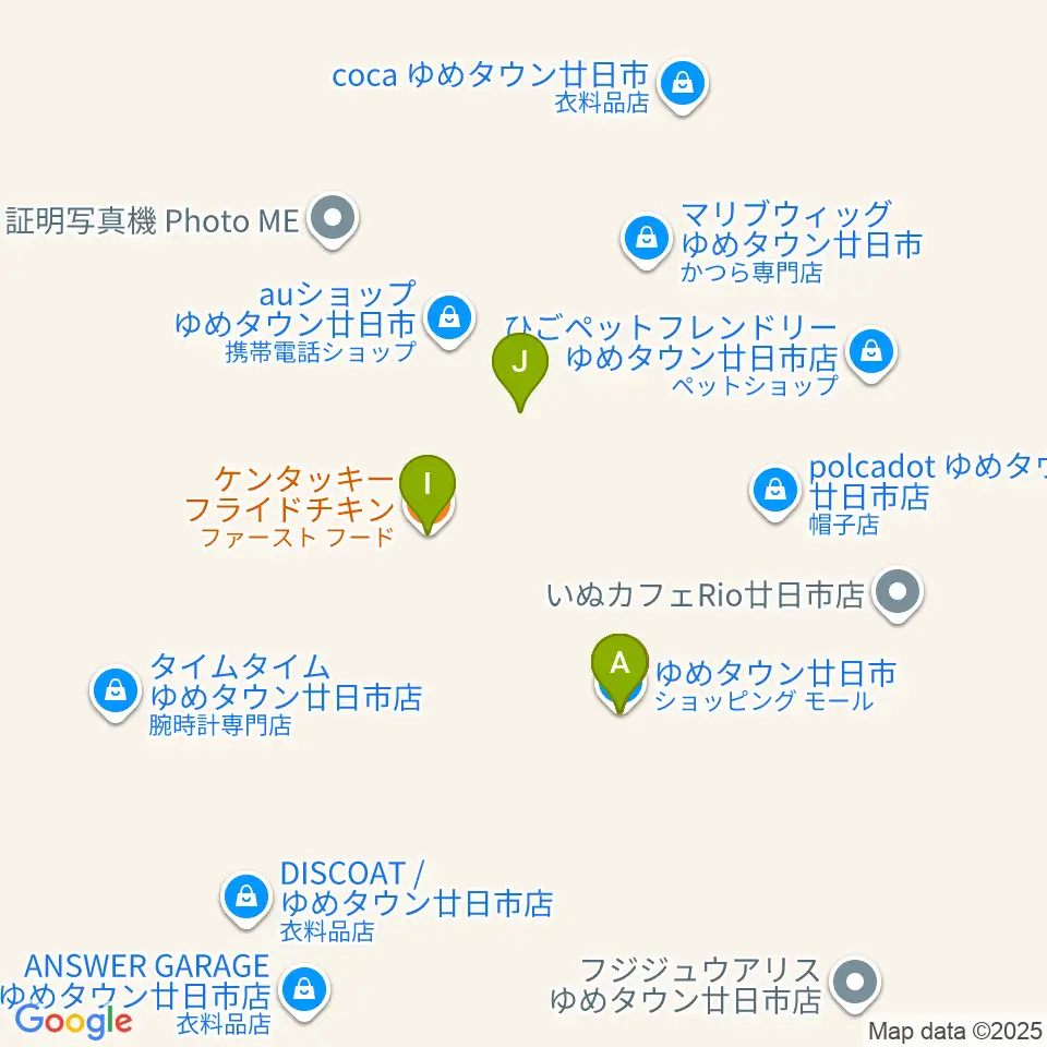 FMはつかいち周辺のファミレス・ファーストフード一覧地図
