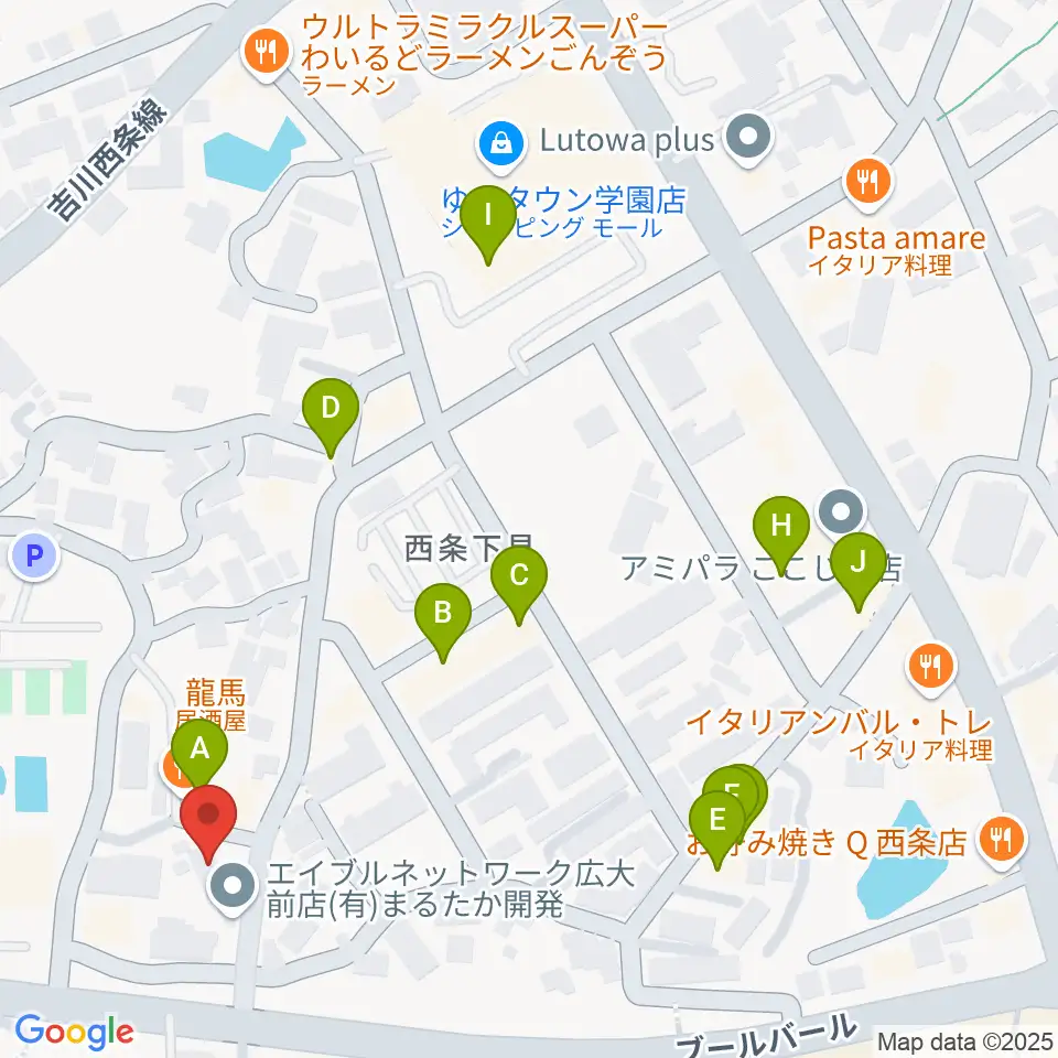 FM東広島周辺のファミレス・ファーストフード一覧地図