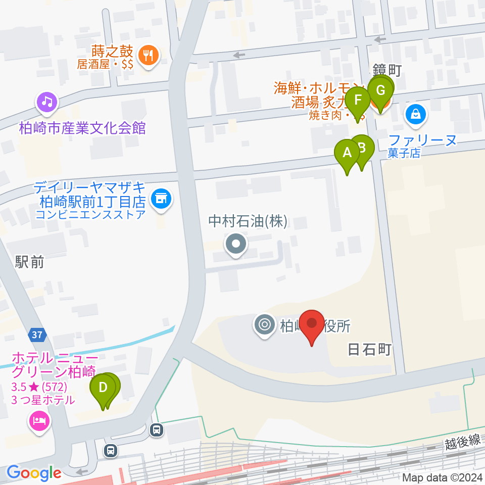 FMピッカラ周辺のファミレス・ファーストフード一覧地図