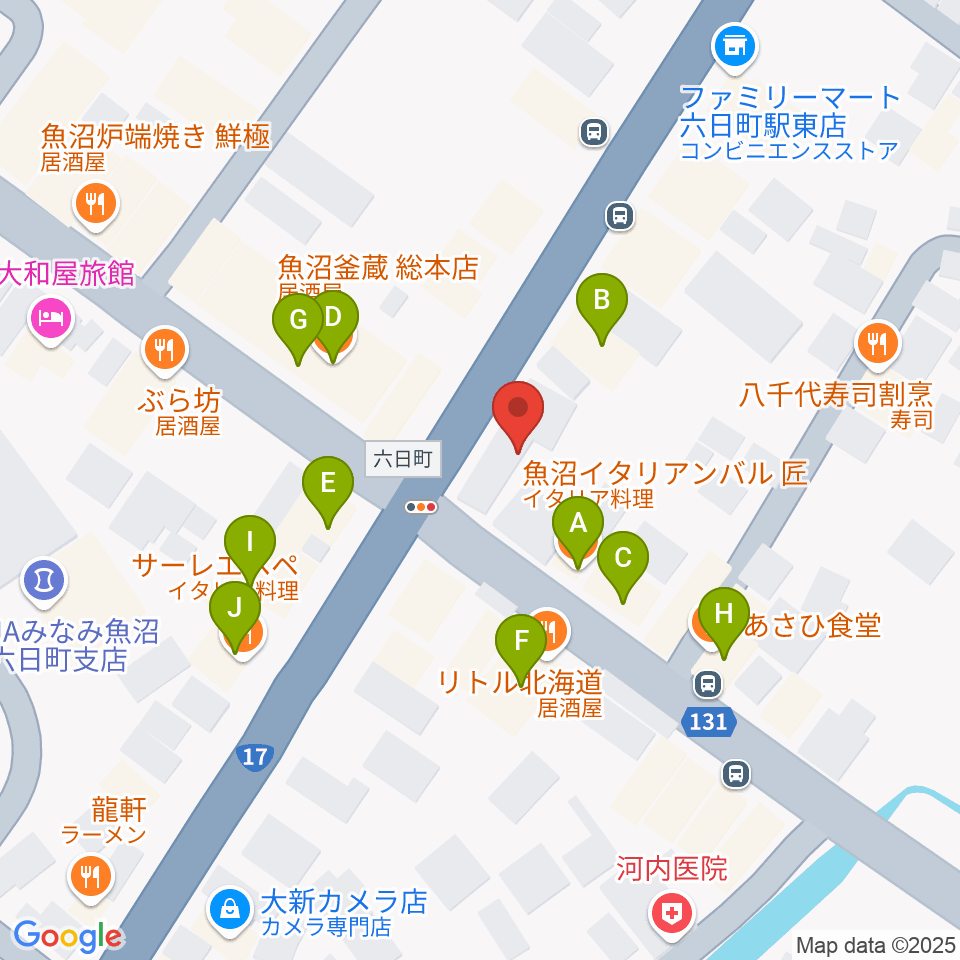 FMゆきぐに周辺のファミレス・ファーストフード一覧地図