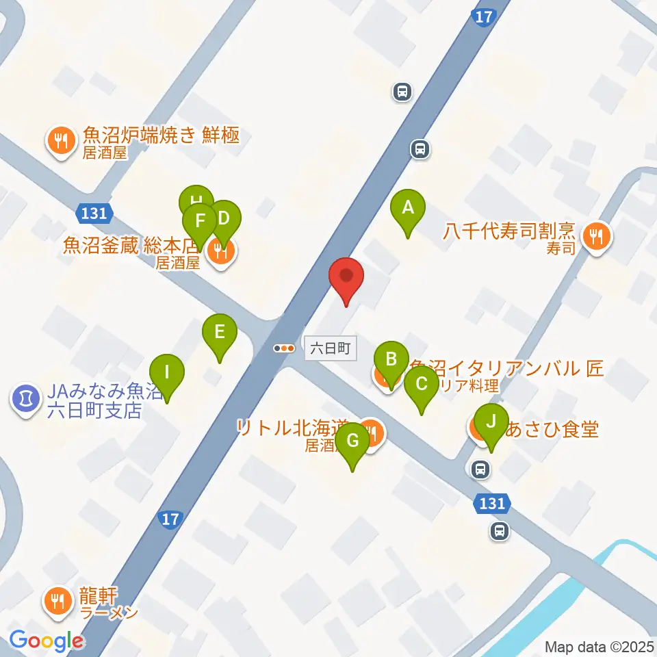 FMゆきぐに周辺のファミレス・ファーストフード一覧地図