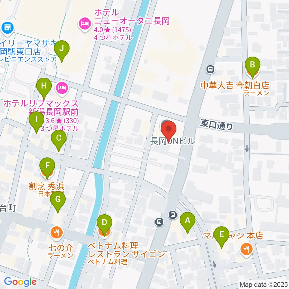 FMながおか周辺のファミレス・ファーストフード一覧地図