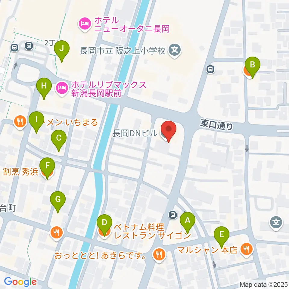 FMながおか周辺のファミレス・ファーストフード一覧地図