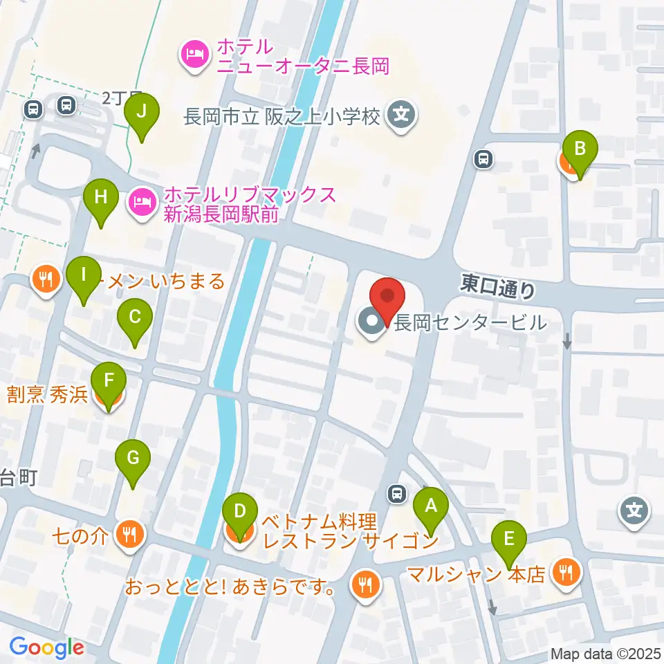 FMながおか周辺のファミレス・ファーストフード一覧地図