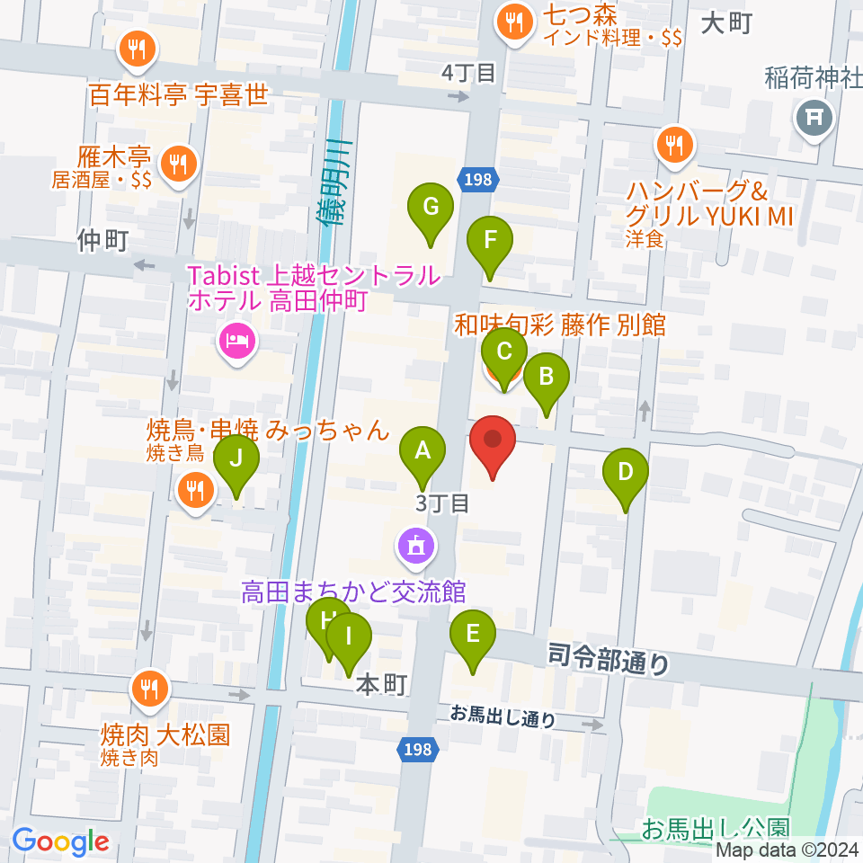 FMじょうえつ FM-J周辺のファミレス・ファーストフード一覧地図