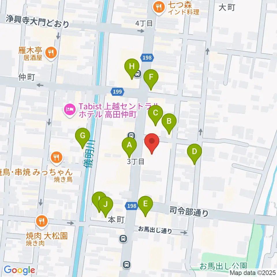 FMじょうえつ FM-J周辺のファミレス・ファーストフード一覧地図
