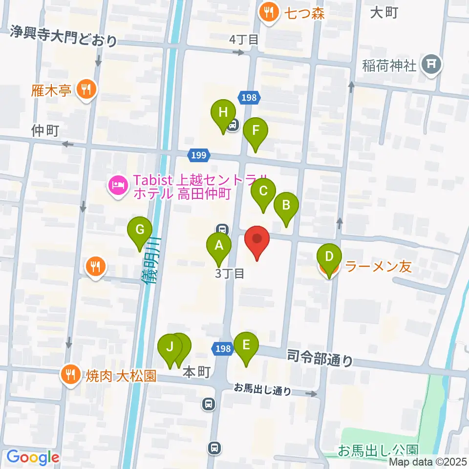 FMじょうえつ FM-J周辺のファミレス・ファーストフード一覧地図