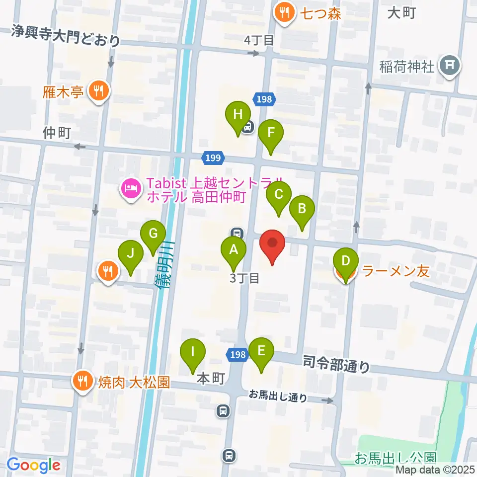 FMじょうえつ FM-J周辺のファミレス・ファーストフード一覧地図