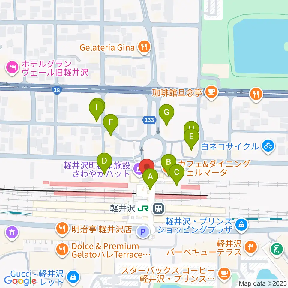 FM軽井沢周辺のファミレス・ファーストフード一覧地図