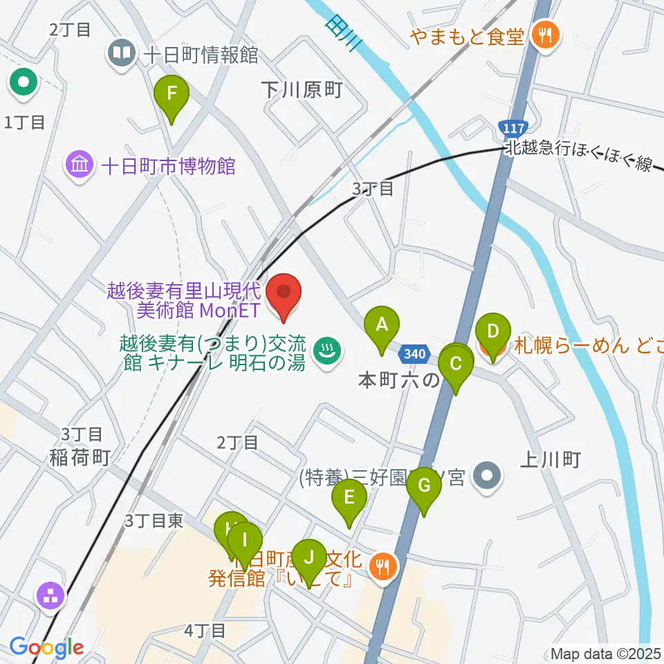エフエムとおかまち周辺のファミレス・ファーストフード一覧地図