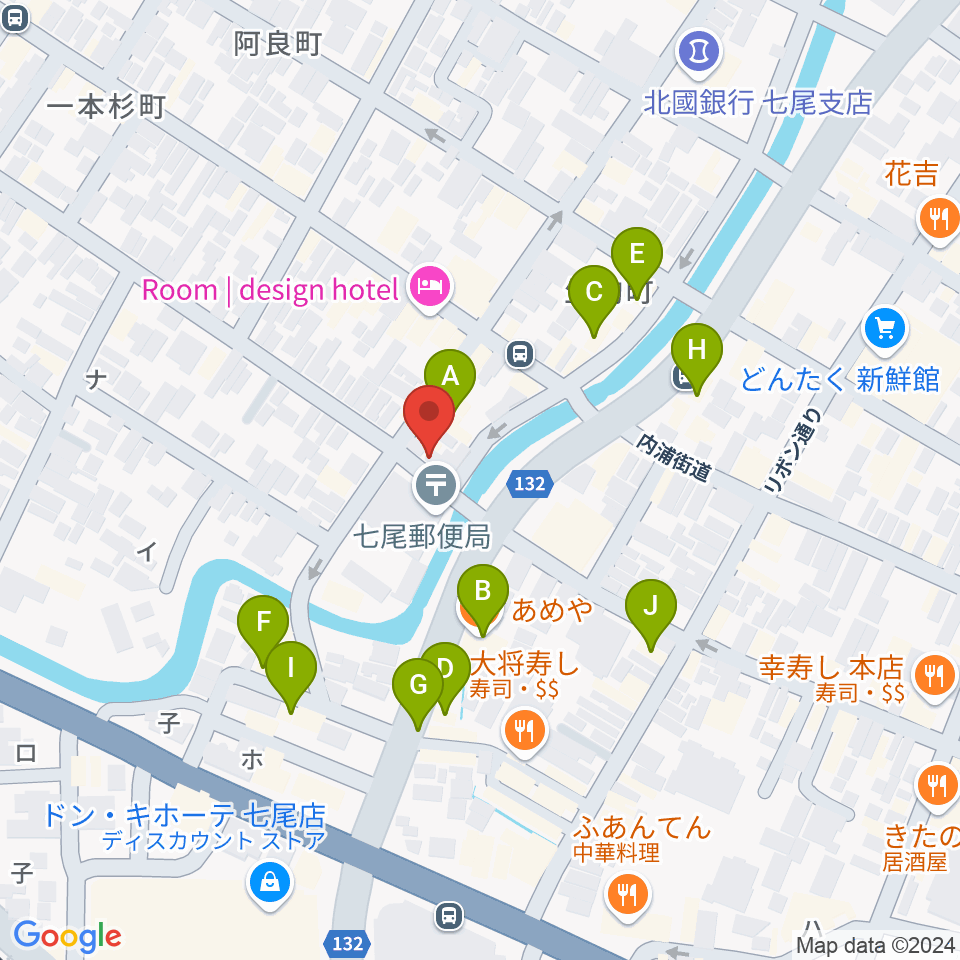 ラジオななお周辺のファミレス・ファーストフード一覧地図