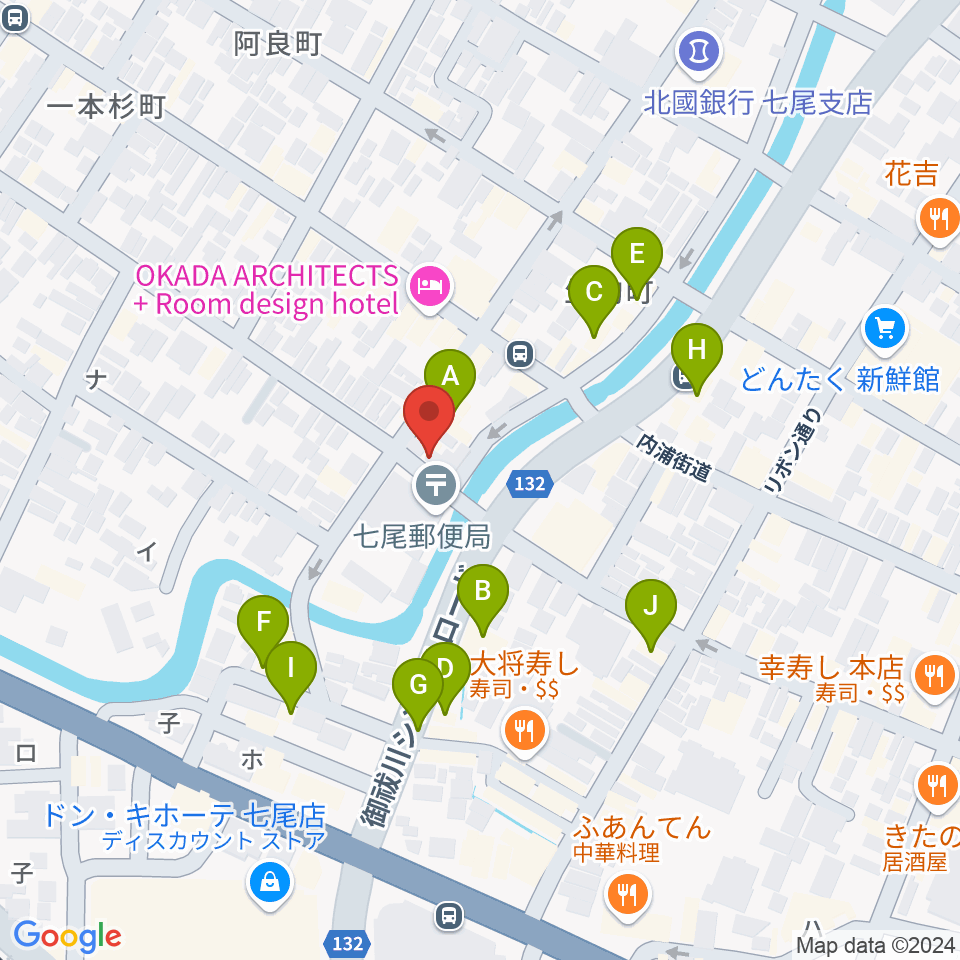 ラジオななお周辺のファミレス・ファーストフード一覧地図