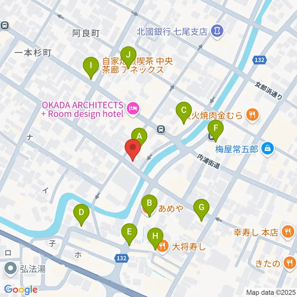 ラジオななお周辺のファミレス・ファーストフード一覧地図
