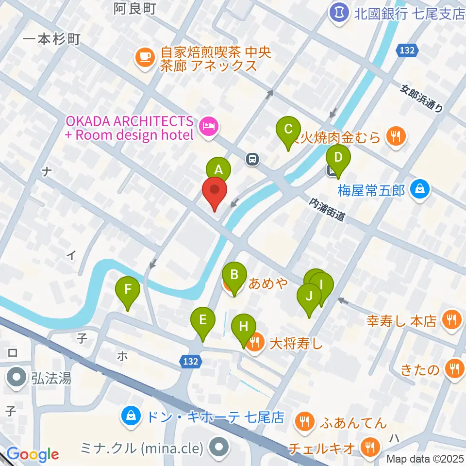 ラジオななお周辺のファミレス・ファーストフード一覧地図