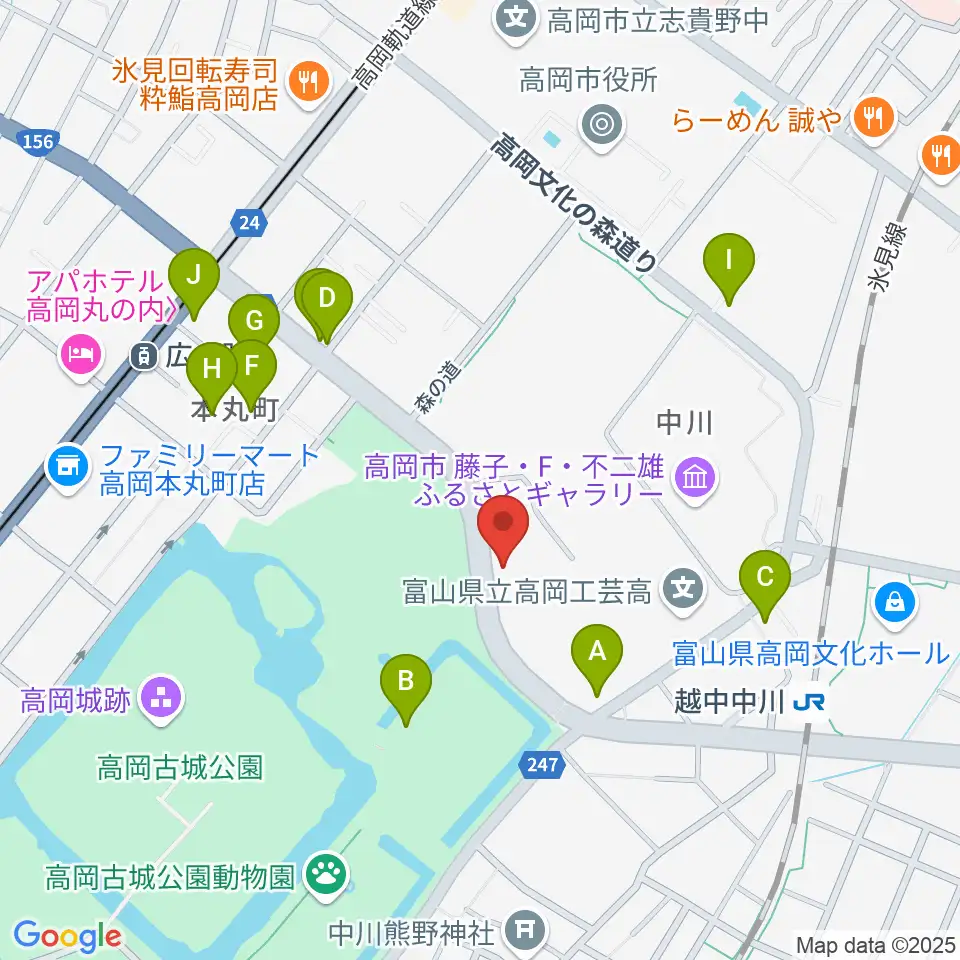 ラジオたかおか周辺のファミレス・ファーストフード一覧地図