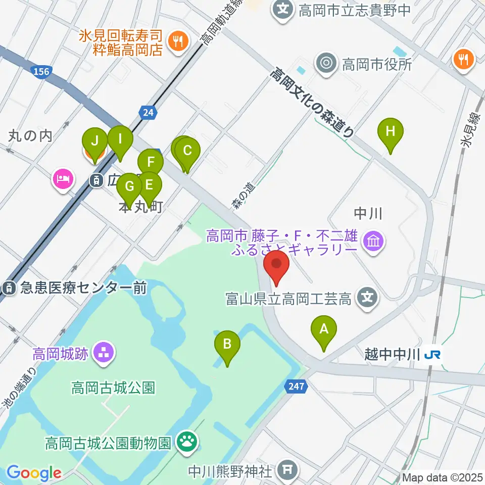 ラジオたかおか周辺のファミレス・ファーストフード一覧地図