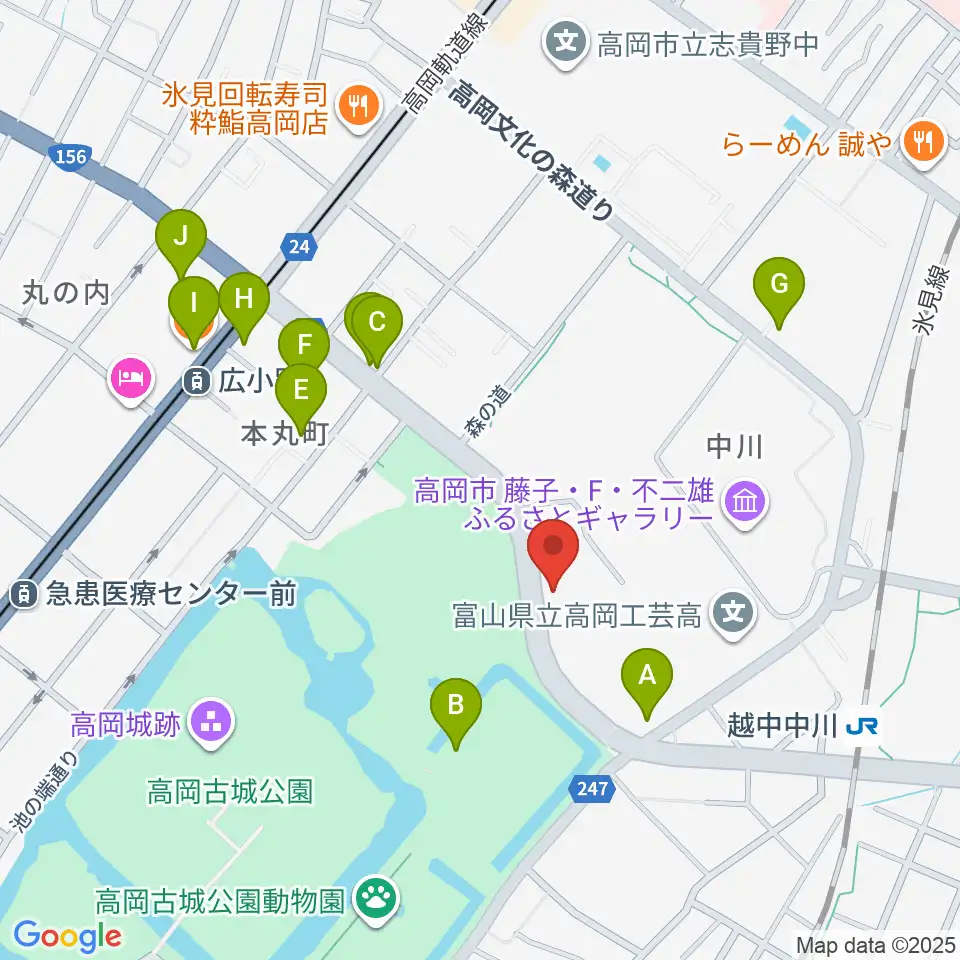 ラジオたかおか周辺のファミレス・ファーストフード一覧地図