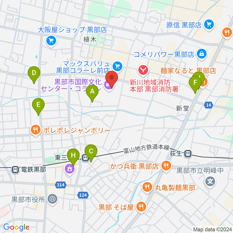 ラジオ・ミュー周辺のファミレス・ファーストフード一覧地図