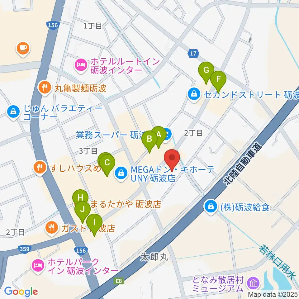 エフエムとなみ周辺のファミレス・ファーストフード一覧地図