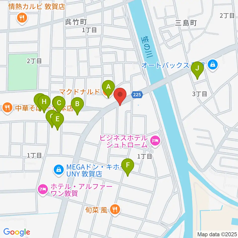 敦賀FM ハーバーステーション周辺のファミレス・ファーストフード一覧地図