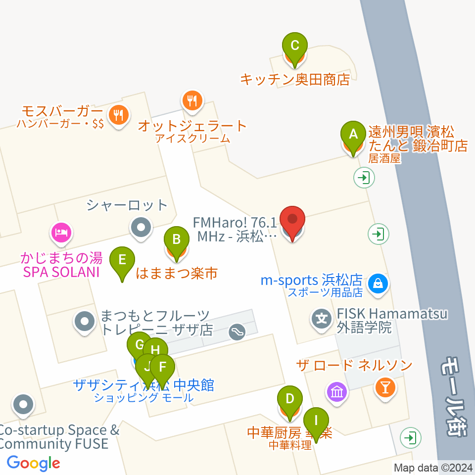 FM Haro!周辺のファミレス・ファーストフード一覧地図