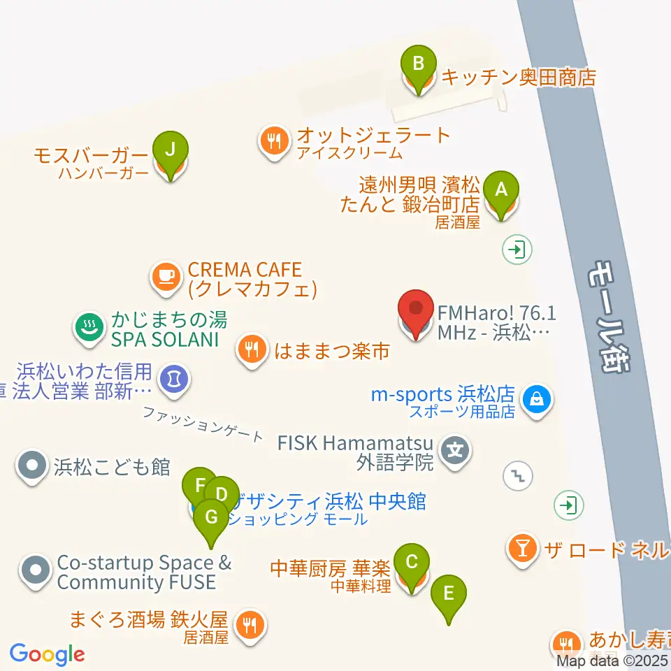 FM Haro!周辺のファミレス・ファーストフード一覧地図