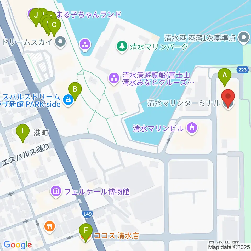 エフエムしみず マリンパル周辺のファミレス・ファーストフード一覧地図
