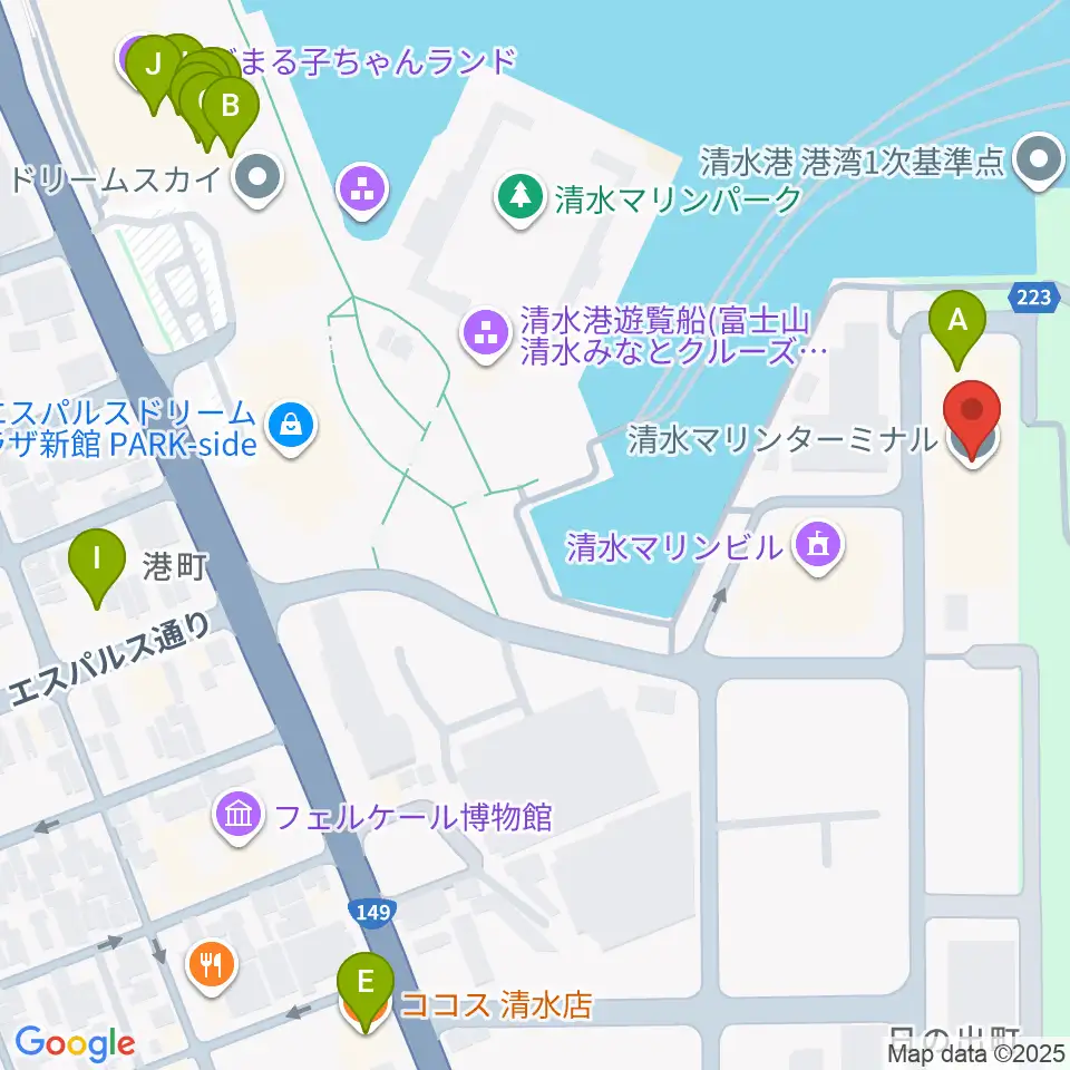 エフエムしみず マリンパル周辺のファミレス・ファーストフード一覧地図