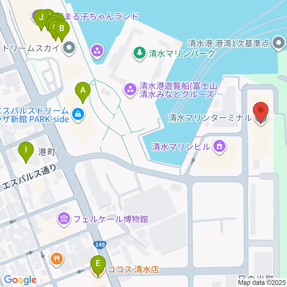 エフエムしみず マリンパル周辺のファミレス・ファーストフード一覧地図