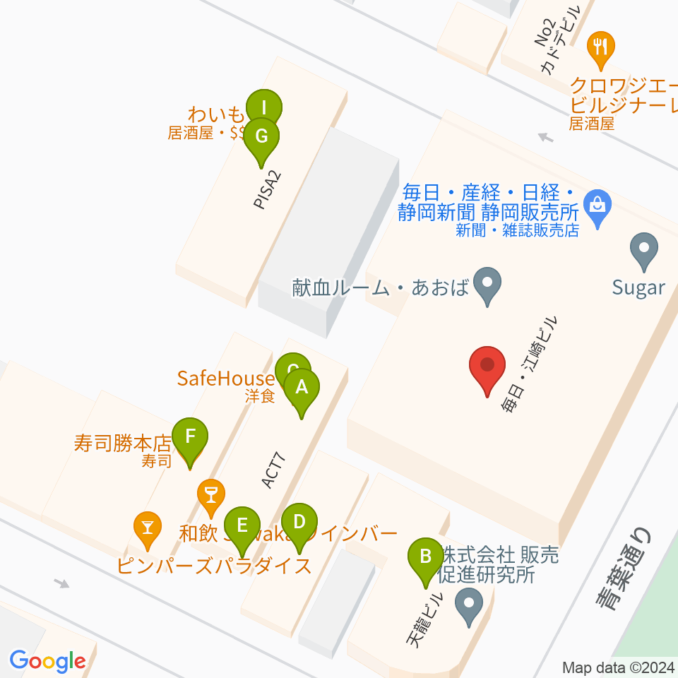 シティエフエム静岡 FM-Hi周辺のファミレス・ファーストフード一覧地図