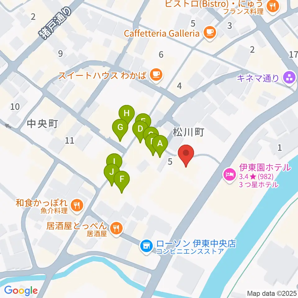 エフエム伊東なぎさステーション周辺のファミレス・ファーストフード一覧地図