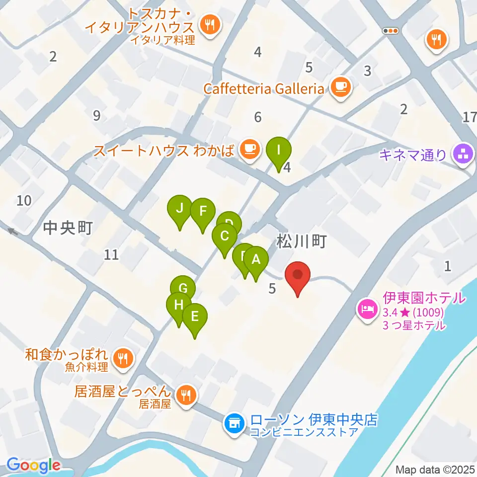 エフエム伊東なぎさステーション周辺のファミレス・ファーストフード一覧地図