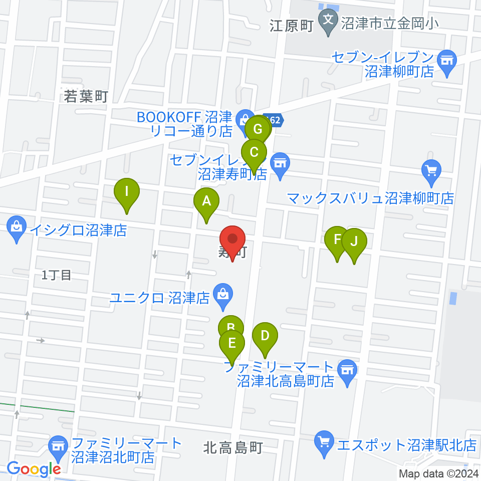 沼津コーストエフエム周辺のファミレス・ファーストフード一覧地図