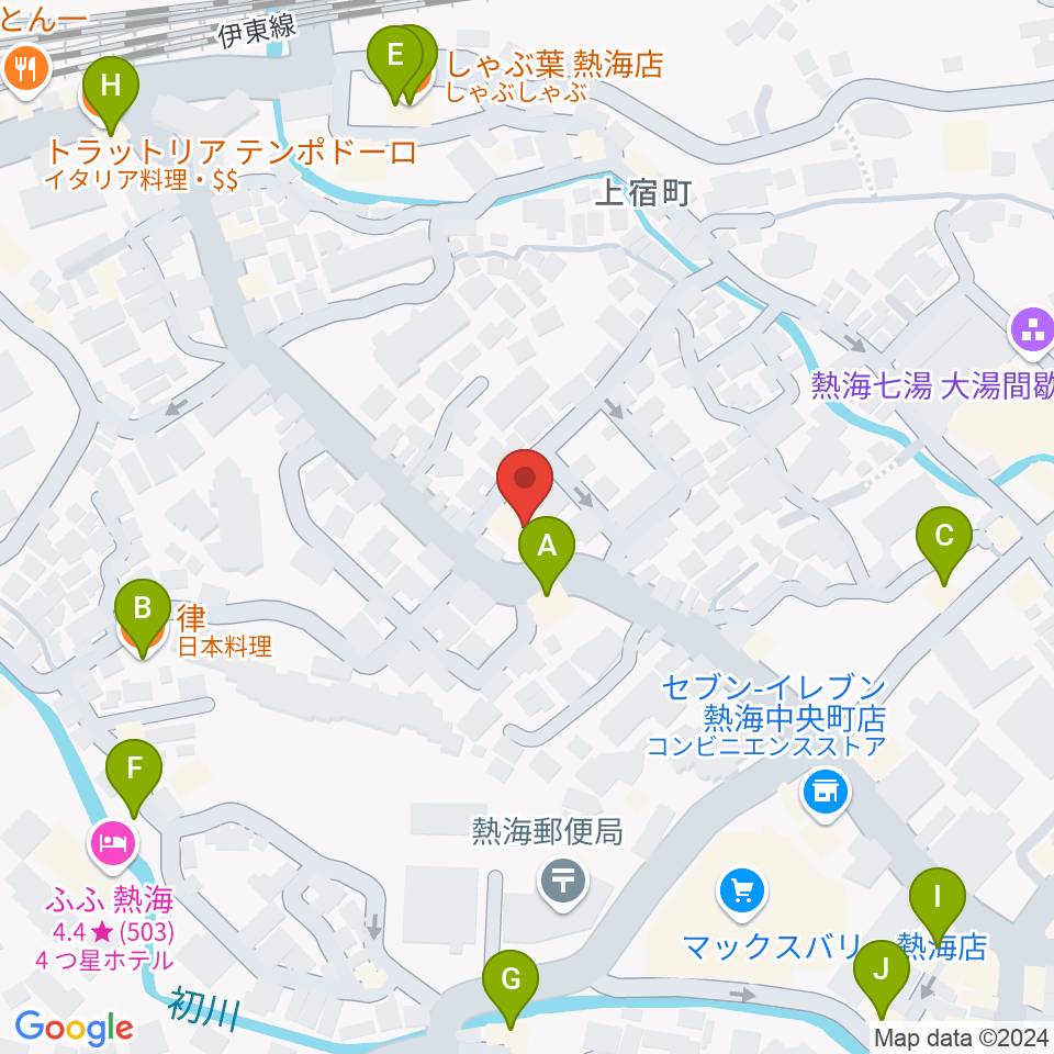 エフエム熱海湯河原 Ciao!周辺のファミレス・ファーストフード一覧地図