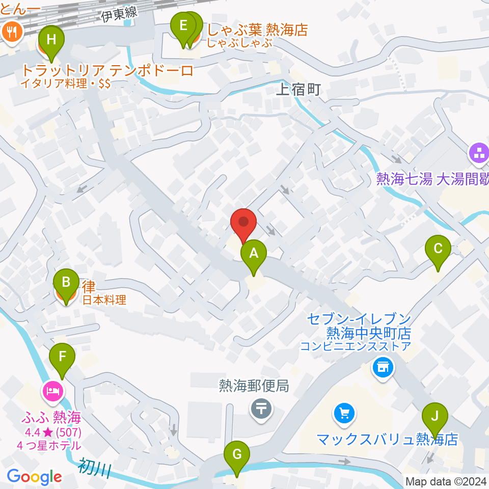 エフエム熱海湯河原 Ciao!周辺のファミレス・ファーストフード一覧地図