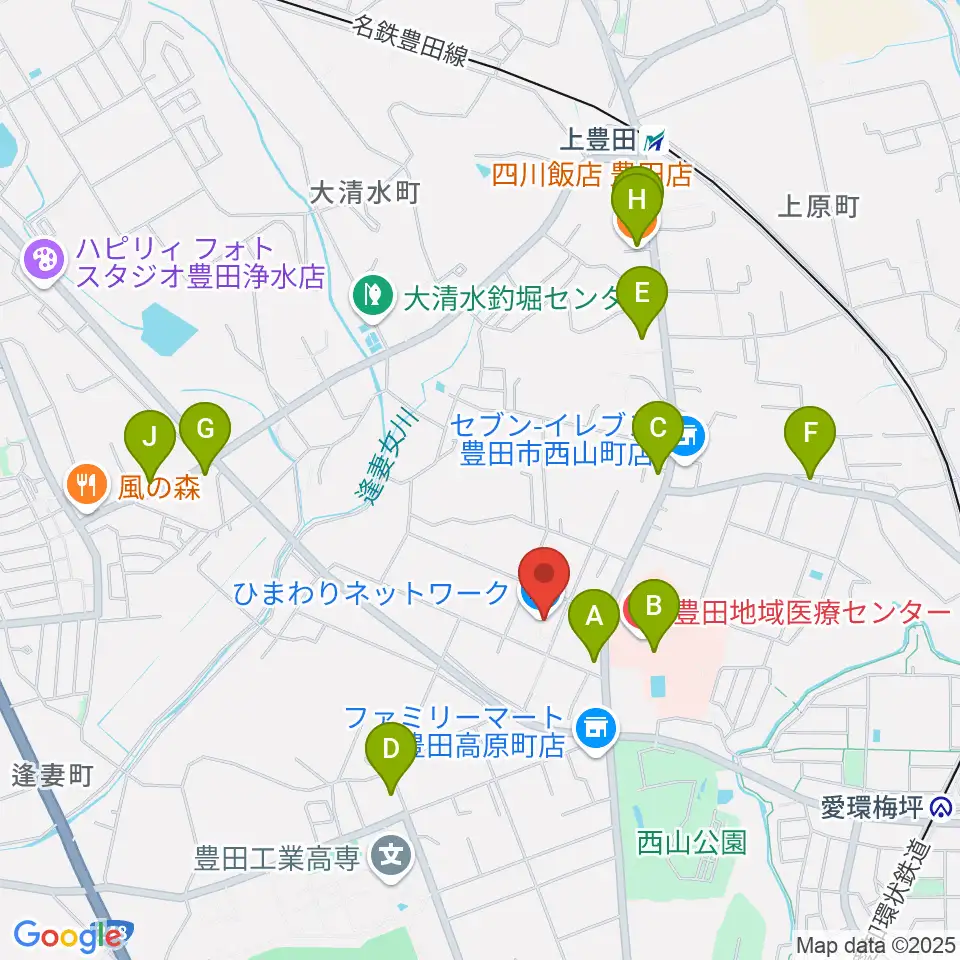 エフエムとよた（ラジオラブィート）周辺のファミレス・ファーストフード一覧地図