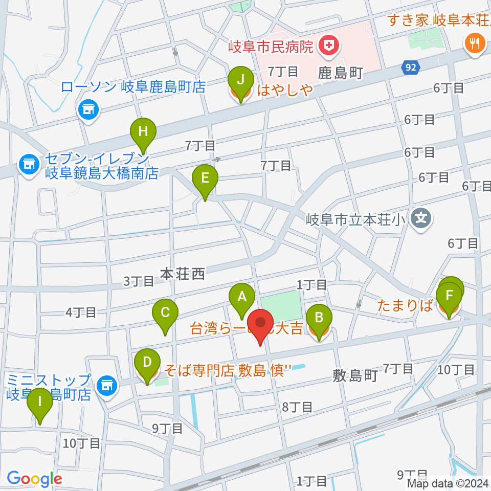 FMわっち周辺のファミレス・ファーストフード一覧地図