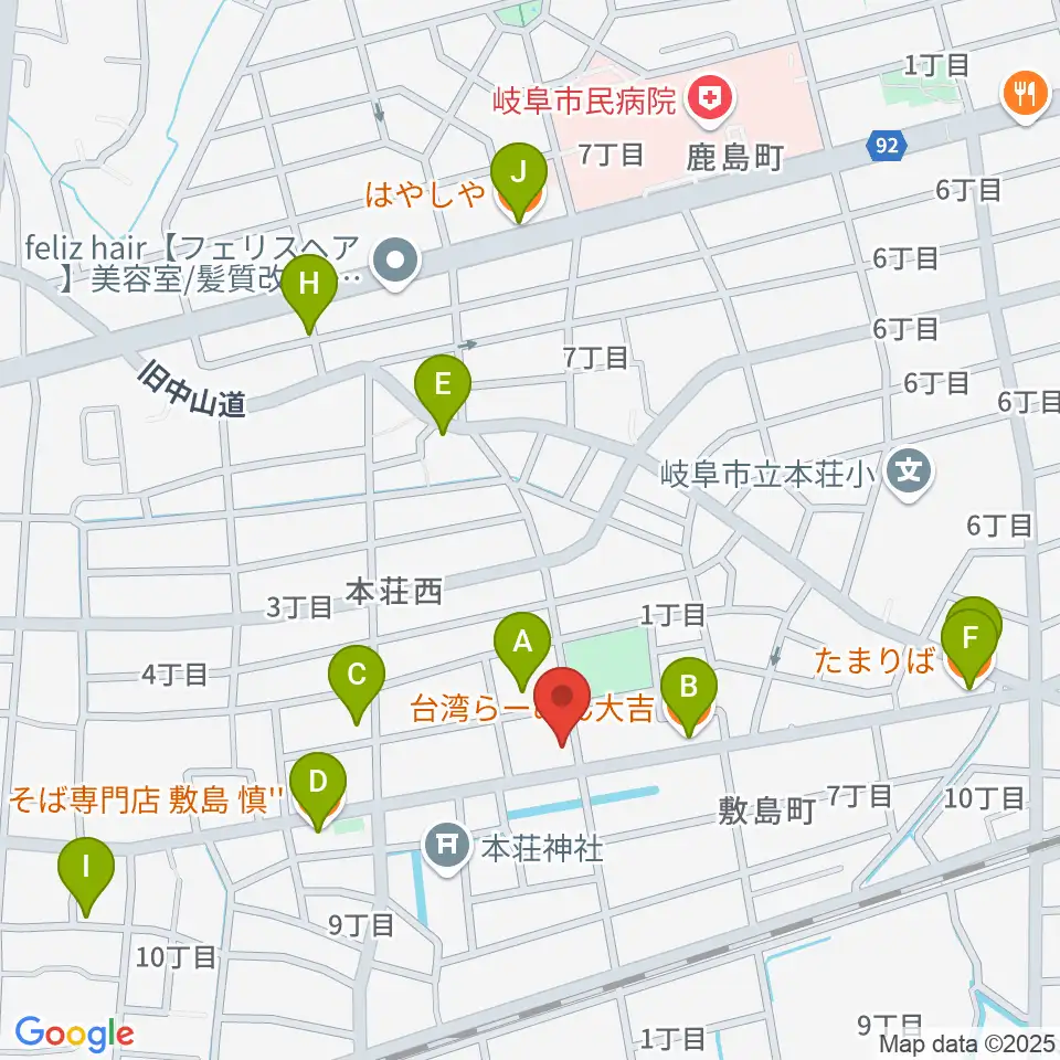 FMわっち周辺のファミレス・ファーストフード一覧地図