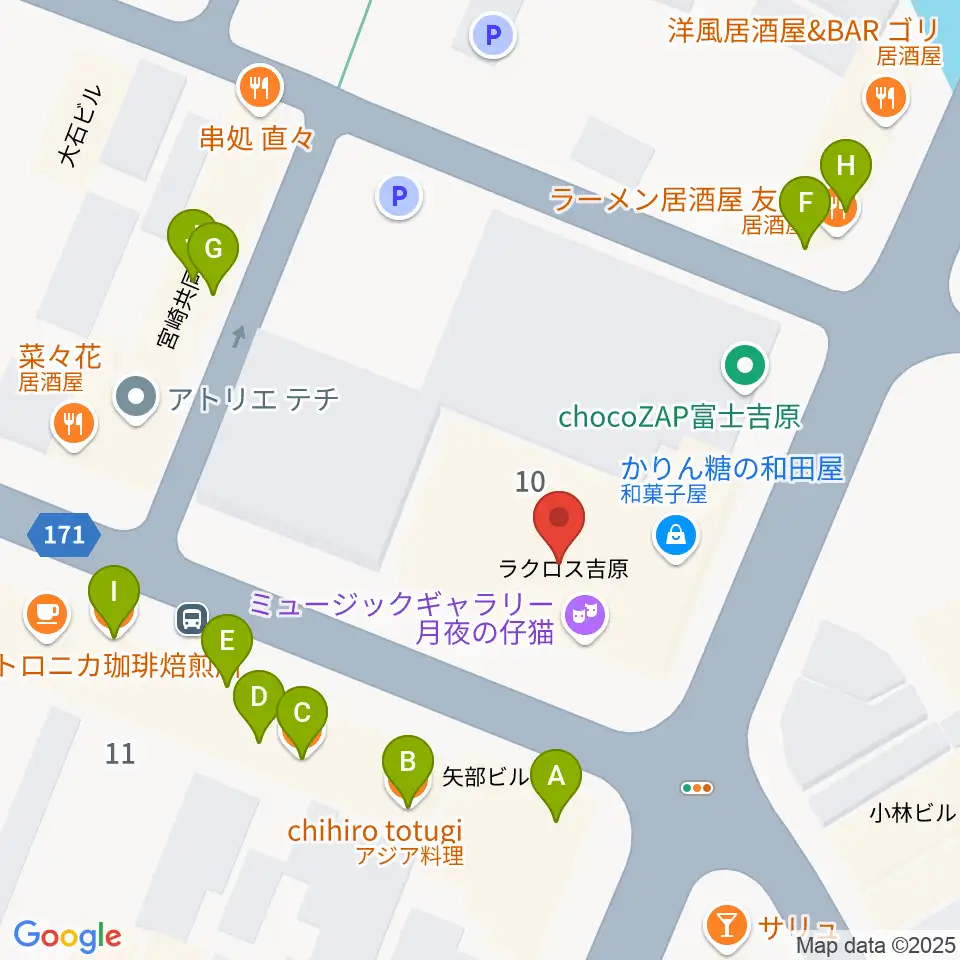 ラジオエフ Radio-f周辺のファミレス・ファーストフード一覧地図