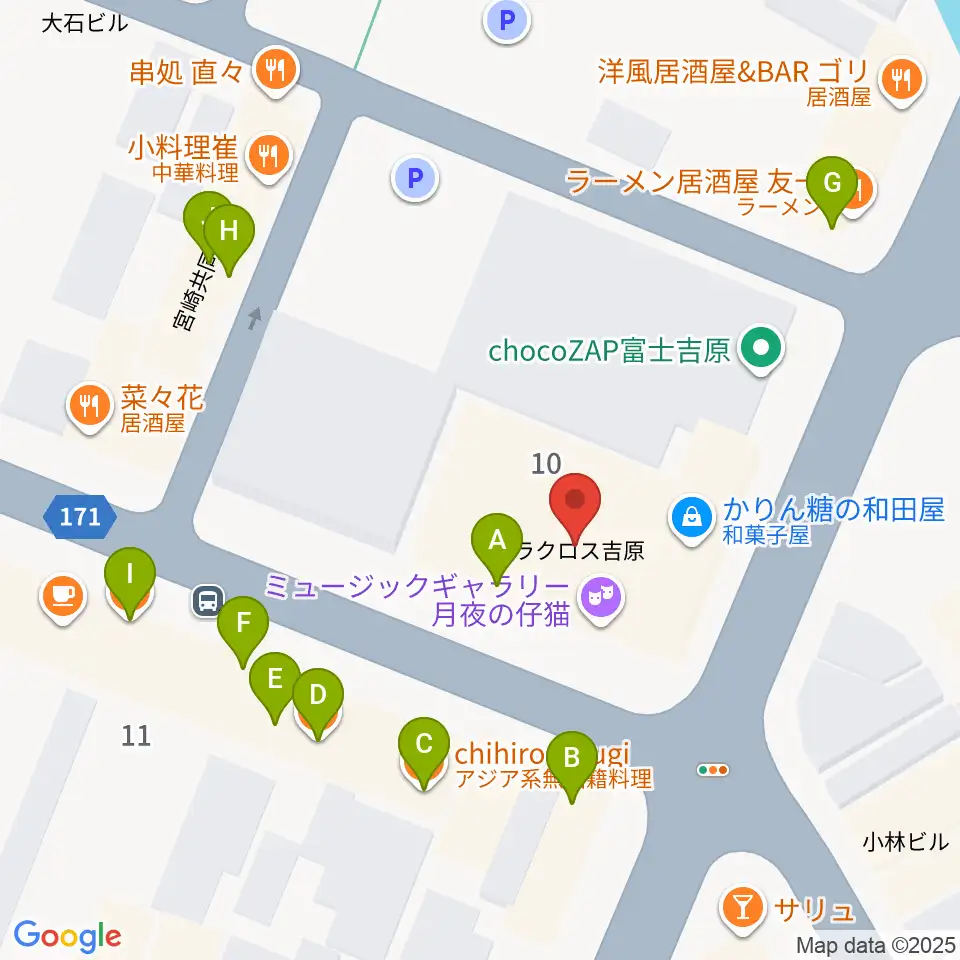ラジオエフ Radio-f周辺のファミレス・ファーストフード一覧地図