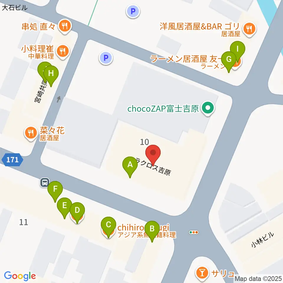 ラジオエフ Radio-f周辺のファミレス・ファーストフード一覧地図