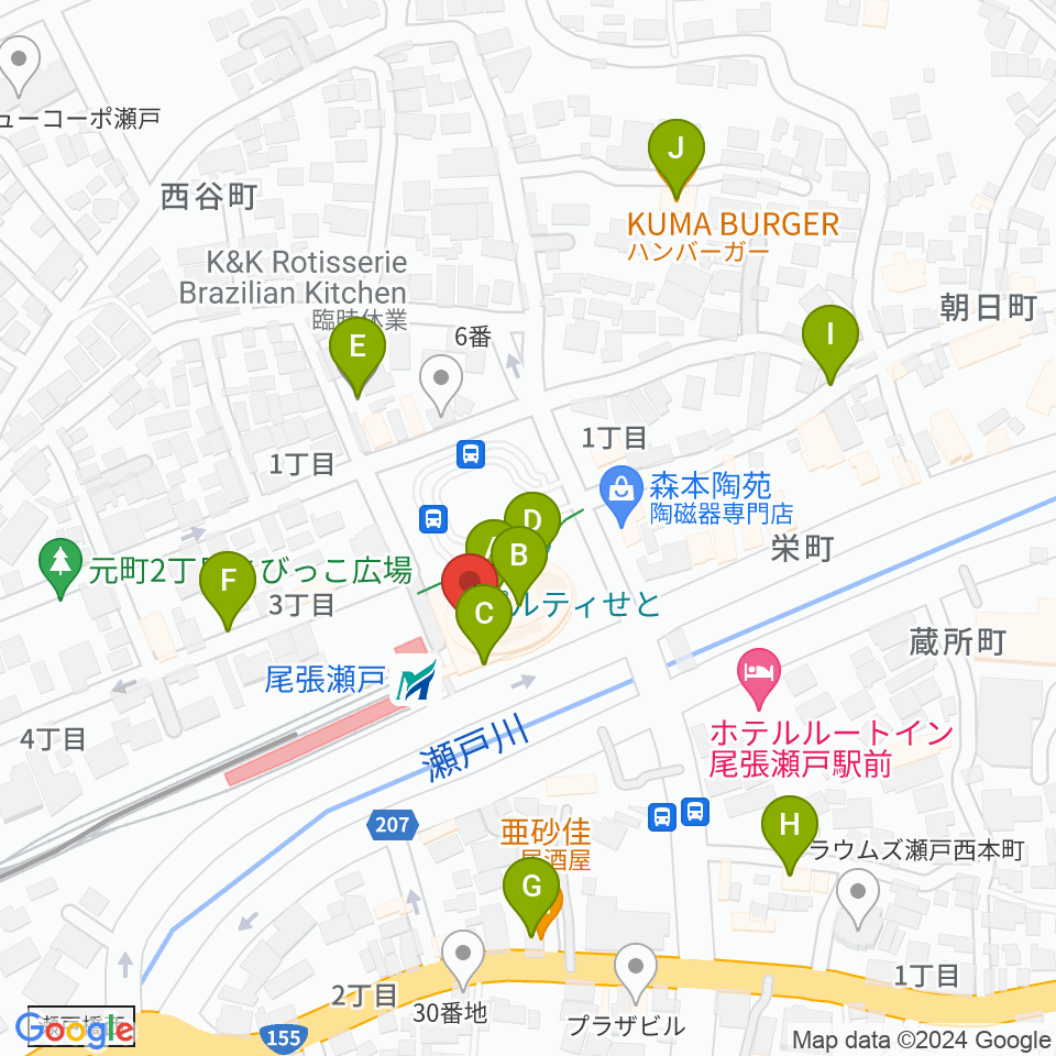 ラジオサンキュー（RADIO SANQ）周辺のファミレス・ファーストフード一覧地図